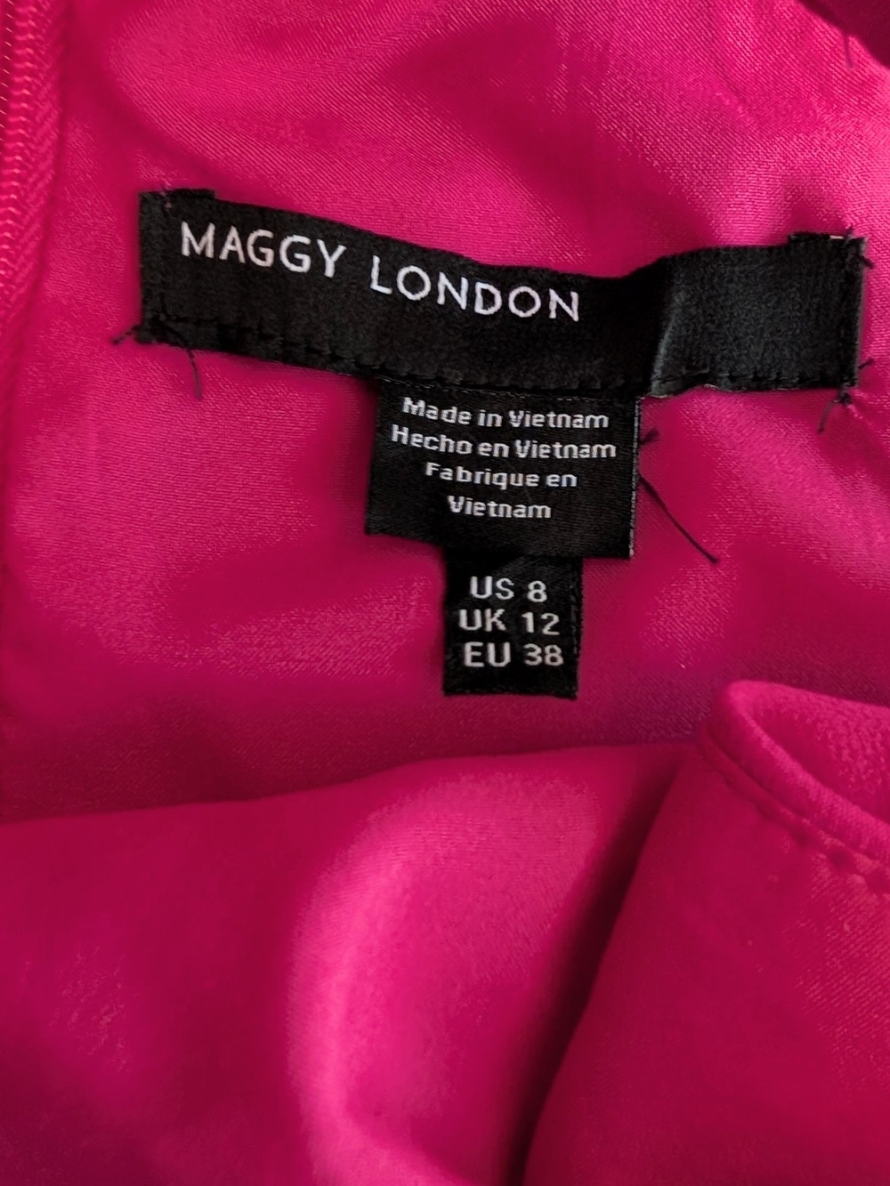 Maggy London Hot Pink Halter Mini Dress with Neck Tie - Picture 3 of 7